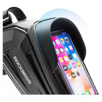 Rockbros B68 bicycle bag for armored frame with phone pocket and cover 1.7l - black