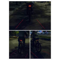 Rockbros LKWD-R1 Rear Bike Light with Laser and Remote Control + Micro USB - USB-A Cable - Black