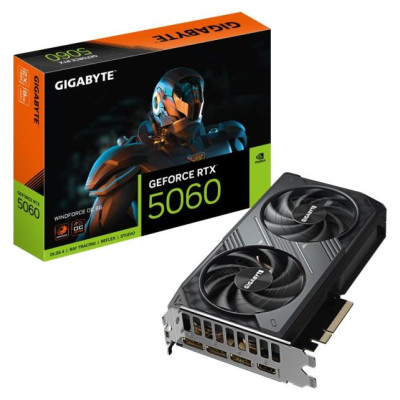 Gigabyte Graphics Card|GIGABYTE|NVIDIA GeForce RTX 5060|8 GB|GDDR7|128 bit|PCIE 5.0 16x|GPU 2512 MHz|1xHDMI|3xDisplayPort|GV-N5060WF2OC-8GD