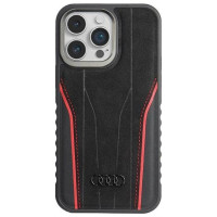 Audi Genuine Leather case with MagSafe for iPhone 14 Pro Max - black and red