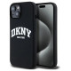 Dkny Liquid Silicone White Printed Logo MagSafe Case for iPhone 15 Plus / 14 Plus - Black