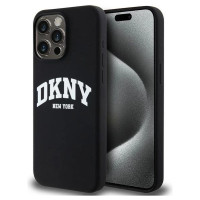 Dkny Liquid Silicone White Printed Logo MagSafe case for iPhone 15 Pro Max - black