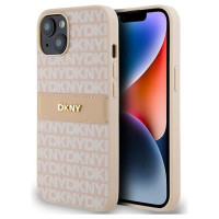 Dkny Leather Mono Stripe & Metal Logo case for iPhone 15 / 14 / 13 - pink