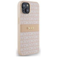 Dkny Leather Mono Stripe & Metal Logo case for iPhone 15 / 14 / 13 - pink