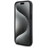 Dkny Leather Mono Stripe & Metal Logo Case for iPhone 15/14/13 - Black
