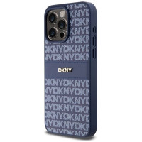 Dkny Leather Mono Stripe & Metal Logo case for iPhone 15 Pro Max - blue