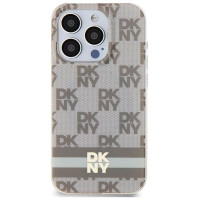 Dkny IML Checkered Mono Pattern & Printed Stripes MagSafe case for iPhone 15 Pro - beige