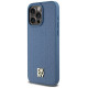 Dkny Leather Monogram Pattern Metal Logo MagSafe Case for iPhone 15 Pro Max - Blue