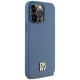 Dkny Leather Monogram Pattern Metal Logo MagSafe Case for iPhone 15 Pro Max - Blue