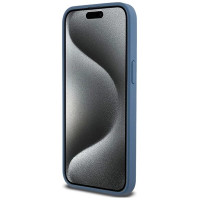 Dkny Leather Monogram Pattern Metal Logo MagSafe Case for iPhone 15 Pro Max - Blue