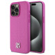 Dkny Leather Monogram Pattern Metal Logo MagSafe Case for iPhone 15 Pro Max - Pink