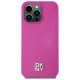 Dkny Leather Monogram Pattern Metal Logo MagSafe Case for iPhone 15 Pro Max - Pink