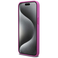 Dkny Leather Monogram Pattern Metal Logo MagSafe Case for iPhone 15 Pro Max - Pink