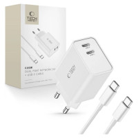 Tech-Protect C35W 2x USB-C PD 35W charger with USB-C / USB-C cable - white