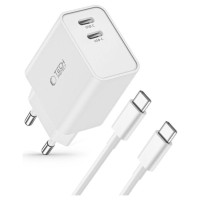 Tech-Protect C35W 2x USB-C PD 35W charger with USB-C / USB-C cable - white