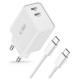 Tech-Protect C35W 2x USB-C PD 35W charger with USB-C / USB-C cable - white