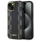 Dkny Leather Checkered Mono Pattern MagSafe Case for iPhone 15/14/13 - Black