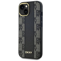 Dkny Leather Checkered Mono Pattern MagSafe Case for iPhone 15/14/13 - Black