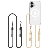 Tech-Protect FlexAir Chain MagSafe iPhone 16 Case - Clear + 2 Lanyards (Black & Taupe)