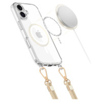 Tech-Protect FlexAir Chain MagSafe iPhone 16 Case - Clear + 2 Lanyards (Black & Taupe)