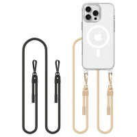 Tech-Protect FlexAir Chain MagSafe Case for iPhone 16 Pro Max - Clear + 2 Lanyards (Black and Taupe)