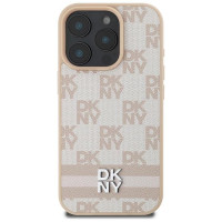 Dkny Checkered Pattern & Printed Stripes iPhone 16 Pro Case - Pink