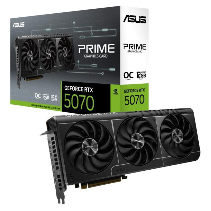 Asus Graphics Card|ASUS|NVIDIA GeForce RTX 5070|12 GB|GDDR7|192 bit|PCIE 5.0 16x|Triple slot Fansink|1xHDMI|3xDisplayPort|PRIME-RTX5070-O12G