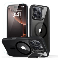 ESR Classic Hybrid Kickstand Halolock MagSafe Case Set + Tempered Glass for iPhone 16 Pro - Clear