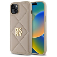 Dkny Quilted Stack Logo iPhone 15 Plus Case - Beige