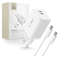 Tech-Protect NC45W-GAN 2-PORT PD45W Charger + TYPE-C CABLE - white