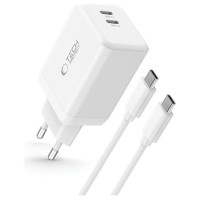 Tech-Protect NC45W-GAN 2-PORT PD45W Charger + TYPE-C CABLE - white