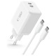 Tech-Protect NC45W-GAN 2-PORT PD45W Charger + TYPE-C CABLE - white