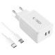 Tech-Protect NC45W-GAN 2-PORT PD45W Charger + TYPE-C CABLE - white