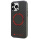 Audi Carbon Fiber Sport Red Circle MagSafe Case for iPhone 16 Pro Max 6.9" - Black