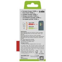 SBS Powerbank SBS 10000 mAh 20W with built-in USB-C cable and digital display - gray