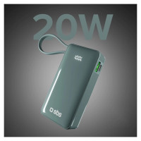 SBS Powerbank SBS 10000 mAh 20W with built-in USB-C cable and digital display - gray