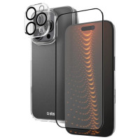 SBS set with D3O technology for iPhone 16 Pro - case + glass screen and camera protector - transparent