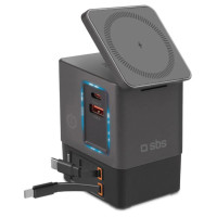 SBS Power Dock 6-in-1 with MagSafe, Stand, and USB-C Cables 65W – Black