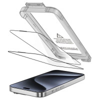 Tech-Protect Quick Set+ 2-pack tempered glass for iPhone 15 Pro - black