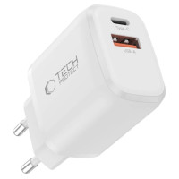 Tech-Protect NCA30 PD 30W QC3.0 USB-A / USB-C Wall Charger + USB-C / USB-C Cable 100cm - White
