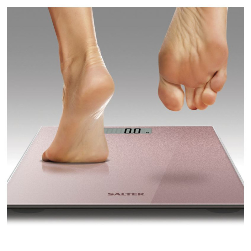 Salter 9037 RGGL3RCFXTE Glitter Glass Personal Bathroom Scale Rose Gold