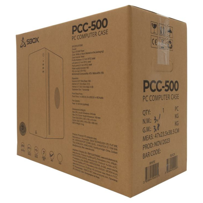 Sbox PCC-500 White ATX