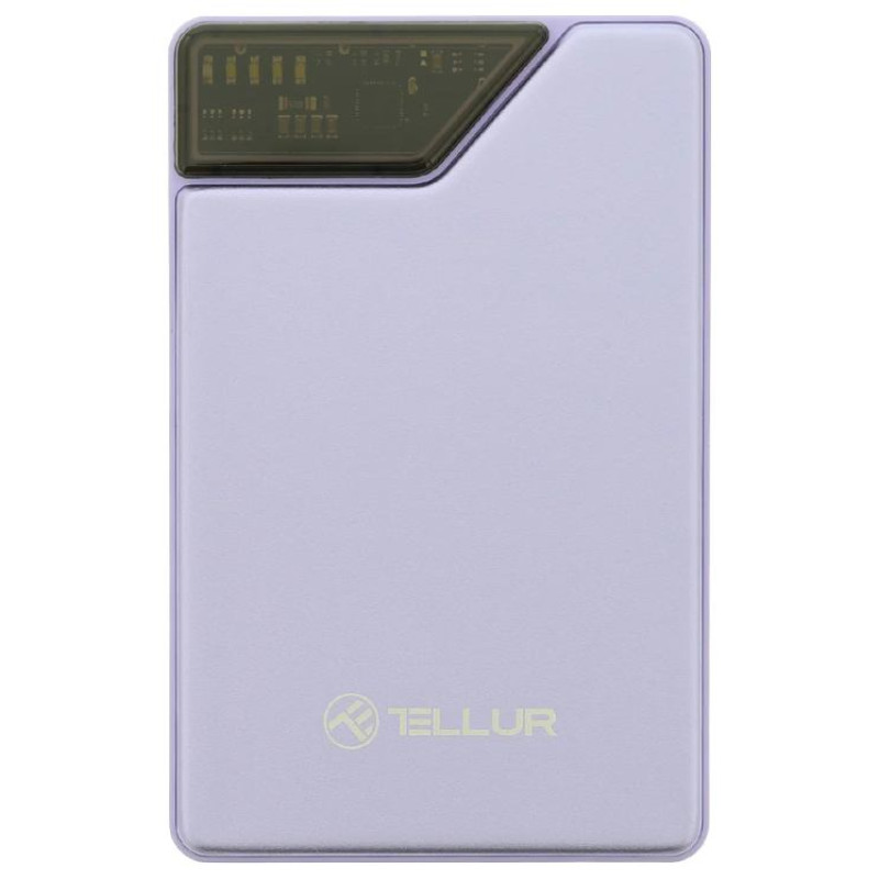 Tellur Power Bank 10000mAh, USB-C + Lightning cables built-in  purple