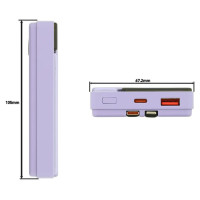 Tellur Power Bank 10000mAh, USB-C + Lightning cables built-in  purple