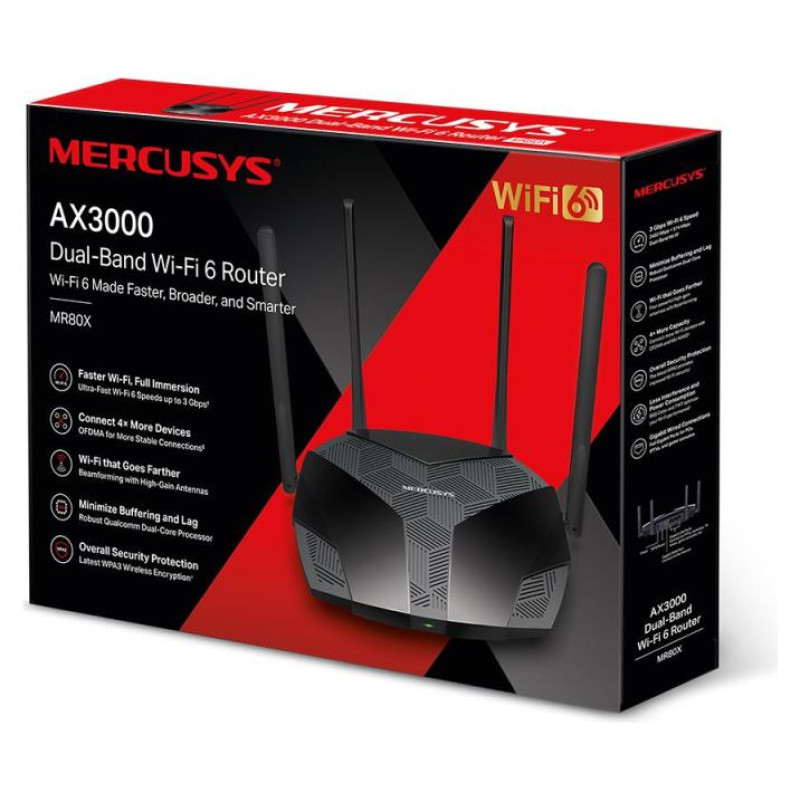 Mercusys Wireless Router|MERCUSYS|Wireless Router|IEEE 802.11a|IEEE 802.11b|IEEE 802.11g|IEEE 802.11n|IEEE 802.11ac|IEEE 802.11ax|MR80X