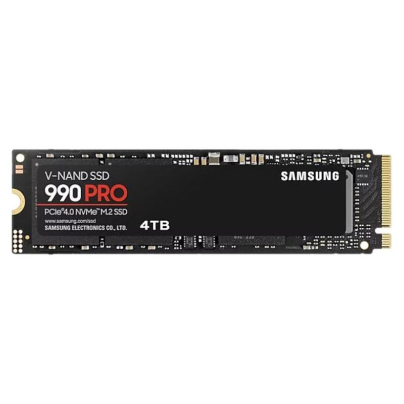 Samsung SSD|SAMSUNG|990 PRO|4TB|M.2|PCIe Gen4|NVMe|TLC|Write speed 6900 MBytes/sec|Read speed 7450 MBytes/sec|2.3mm|TBW 2400 TB|MTBF 1500000 hours|MZ-V9P4T0BW