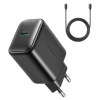 Joyroom JR-TCF23 network charger USB-C 25W SFC / PPS / PD - black + USB-C / USB-C cable 1m