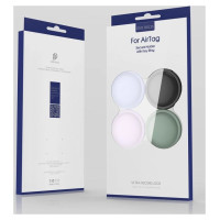 Dux Ducis 4pcs set Silicone flexible cover keychain loop case for Apple AirTag (Black / Green / Pink / Blue)