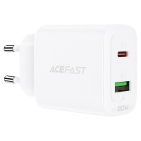 Acefast wall charger USB Type C / USB 20W, PPS, PD, QC 3.0, AFC, FCP white (A25 white)