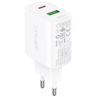 Acefast wall charger USB Type C / USB 20W, PPS, PD, QC 3.0, AFC, FCP white (A25 white)